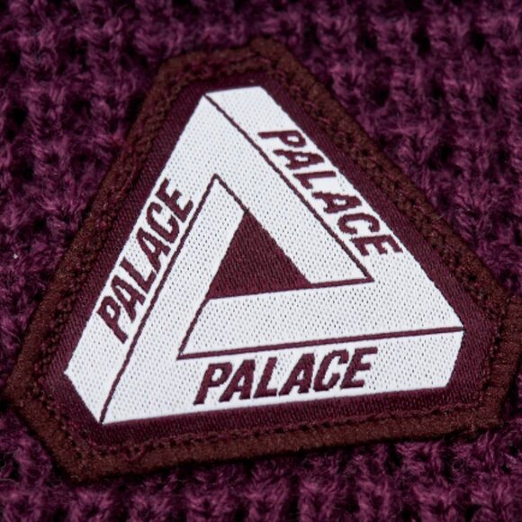 Palace Skateboards Sofar Waffle Beanie Purple FW23 Tri-Ferg Knit Acrylic - Picture 2 of 6